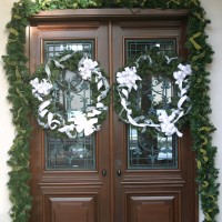 exterior home doors with wreath decorations