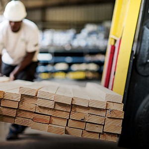 lumber being loaded