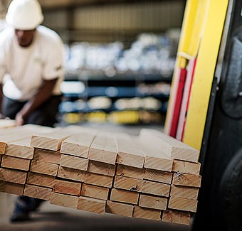 lumber being loaded